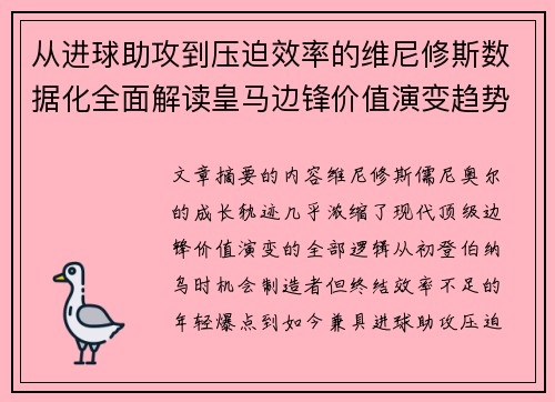 从进球助攻到压迫效率的维尼修斯数据化全面解读皇马边锋价值演变趋势